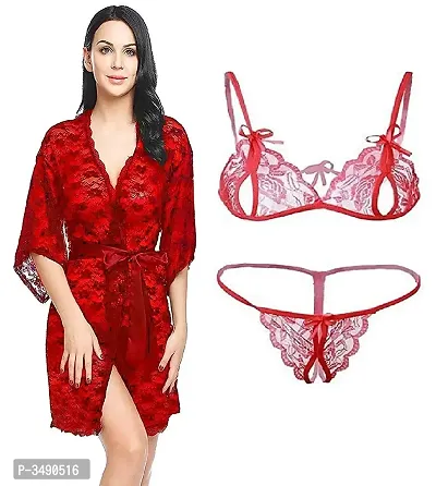 Women Lace Baby doll with Lingerie Set
