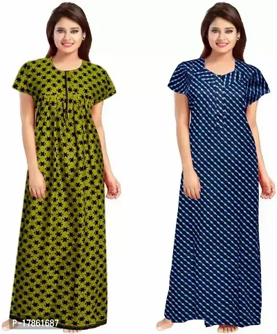 Stylish Fancy Cotton Printed Nighty For Women Pack Of 2