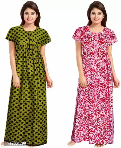 Stylish Fancy Cotton Printed Nighty For Women Pack Of 2