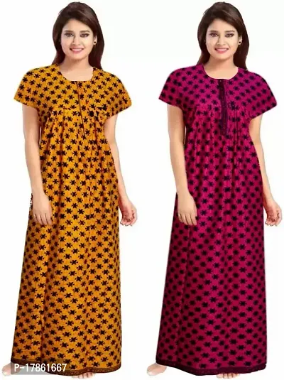 Stylish Fancy Cotton Printed Nighty For Women Pack Of 2