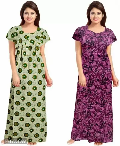 Stylish Fancy Cotton Printed Nighty For Women Pack Of 2