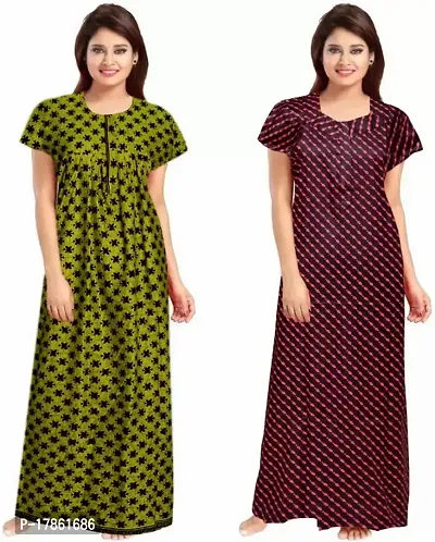 Stylish Fancy Cotton Printed Nighty For Women Pack Of 2-thumb0