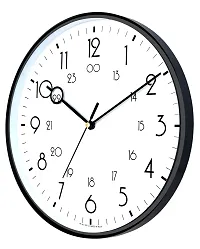 Shraddha 12-inch Plastic  Glass Wall Clock | Round Shaped Analog Numerals Designer Wall Clock with Glass | For Office,Classroom, Bedroom, Living Room, Restaurant, Hotel (Black)-thumb1