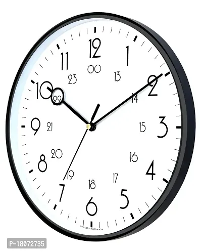 Shraddha 12-inch Plastic  Glass Wall Clock | Round Shaped Analog Numerals Designer Wall Clock with Glass | For Office,Classroom, Bedroom, Living Room, Restaurant, Hotel (Black)-thumb2
