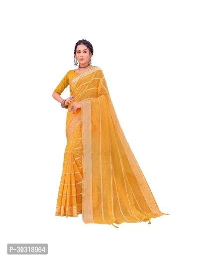 Stylish Art Silk Orange  Saree with Blouse piece For Women