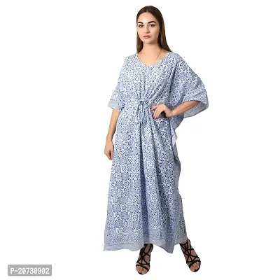 Elegant Blue Color Cotton Dress For Women