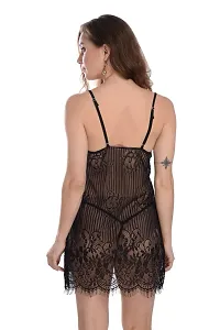 Net Lace Black Babydoll Nightdress For Women-thumb3