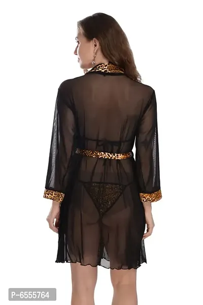 Net Lace Black Babydoll Nightdress For Women-thumb5