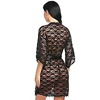 Net Lace Black Babydoll Nightdress For Women-thumb1