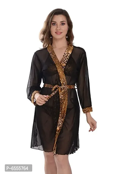 Net Lace Black Babydoll Nightdress For Women-thumb0