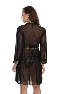 Net Lace Black Babydoll Nightdress For Women-thumb4