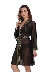 Net Lace Black Babydoll Nightdress For Women-thumb3