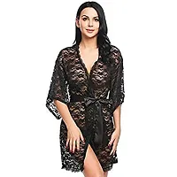 Net Lace Black Babydoll Nightdress For Women-thumb3