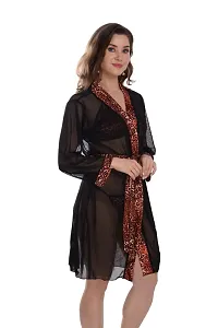 Net Lace Black Babydoll Nightdress For Women-thumb2