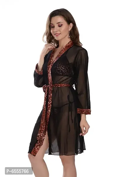 Net Lace Black Babydoll Nightdress For Women-thumb4