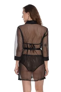 Net Lace Black Babydoll Nightdress For Women-thumb4