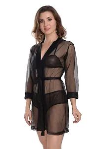 Net Lace Black Babydoll Nightdress For Women-thumb3