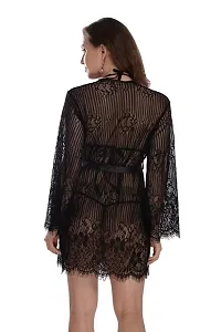 Net Lace Black Babydoll Nightdress For Women-thumb4