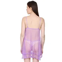 Net Lace Purple Babydoll Nightdress For Women-thumb4