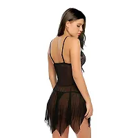 Net Lace Black Babydoll Nightdress For Women-thumb2