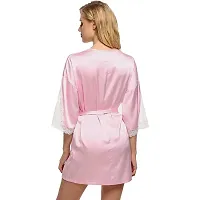 Satin Pink Babydoll Nightdress For Women-thumb2