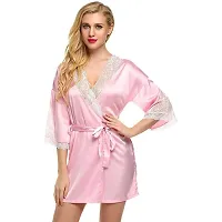 Satin Pink Babydoll Nightdress For Women-thumb3