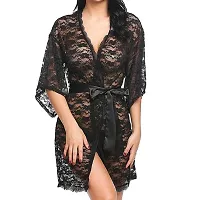 Net Lace Black Babydoll Nightdress For Women-thumb1