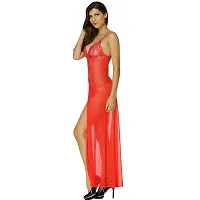 Net Lace Red Babydoll Nightdress For Women-thumb4