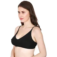 Non-Wired And Non-Padded Cups Black Cotton Lingerie Set, Bra Panty Set-thumb2