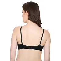 Non-Wired And Non-Padded Cups Black Cotton Lingerie Set, Bra Panty Set-thumb3