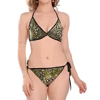 Non-Wired And Non-Padded Cups Green Satin Lingerie Set, Bra Panty Set-thumb4