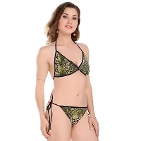 Non-Wired And Non-Padded Cups Green Satin Lingerie Set, Bra Panty Set-thumb1