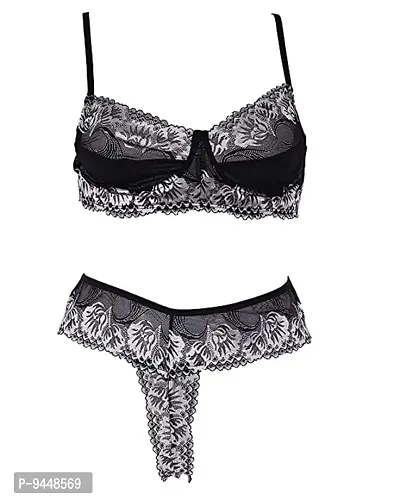 Chia Fashions Bra Panty Set for Women | Beautiful Lingerie Set for Women for Honeymoon | Net Lace Lingerie Set | Panty Bra for Daily use | Sexy Look for Special Days Lingerie Sets.-thumb3