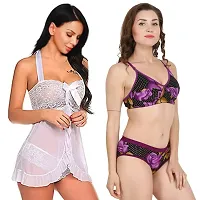 Chia Fashions | Babydoll Lingerie| Babydoll Wedding Nightwear Dress for Women | Short Transparent Nighty for Women | Bra Panty Set for Women | Lingerie Set Women for Honeymoon | Bikini Set for Women-thumb1