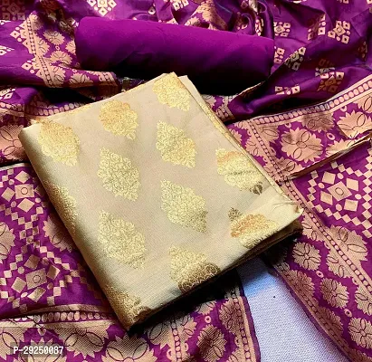 Elegant Banarasi Silk Jacquard Dress Material with Dupatta For Women