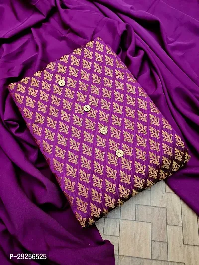 Elegant Purple Banarasi Silk Jacquard Suit Dress Material without Dupatta For Women-thumb0