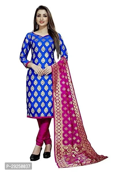 Elegant Banarasi Silk Jacquard Dress Material with Dupatta For Women