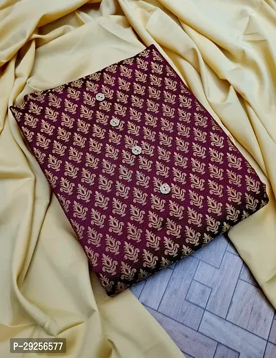 Elegant Maroon Banarasi Silk Jacquard Suit Dress Material without Dupatta For Women