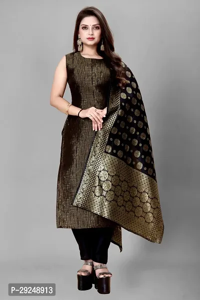 Elegant Banarasi Silk Jacquard Dress Material with Dupatta For Women-thumb0