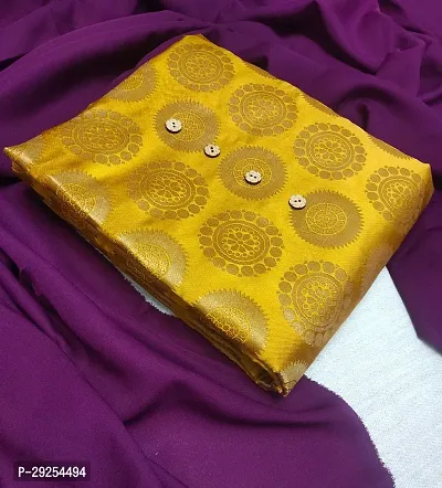 Elegant Yellow Banarasi Silk Jacquard Suit Dress Material without Dupatta For Women-thumb0