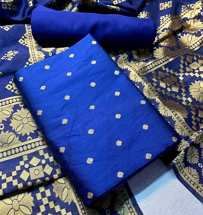 Fancy Banarasi Silk Unstitched Suit With Duppata