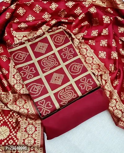 Elegant Banarasi Silk Jacquard Dress Material with Dupatta For Women