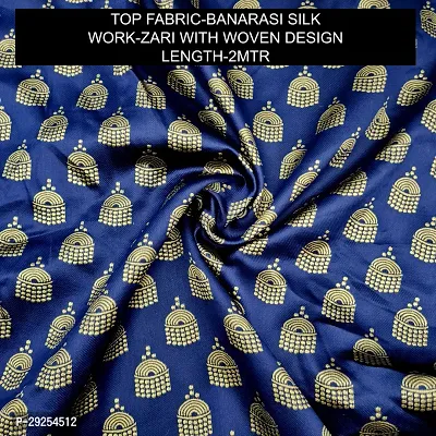 Elegant Blue Banarasi Silk Jacquard Suit Dress Material without Dupatta For Women-thumb2