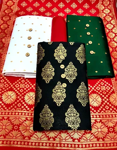 Banarasi Silk Dress Material 3 Top With 1 Bottom and 1 Dupatta