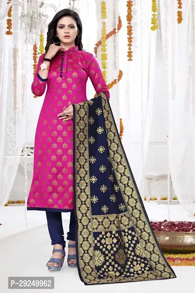 Elegant Banarasi Silk Jacquard Dress Material with Dupatta For Women-thumb0