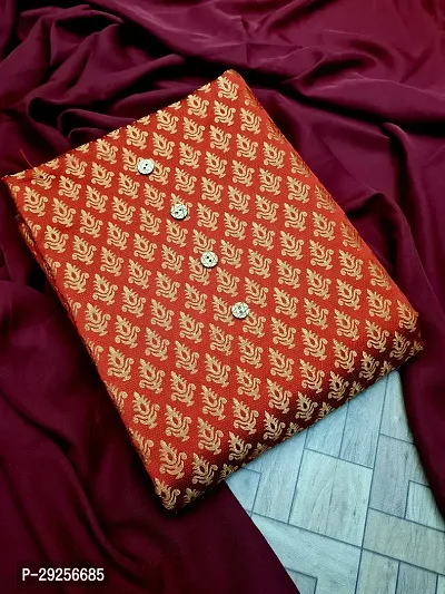 Elegant Red Banarasi Silk Jacquard Suit Dress Material without Dupatta For Women