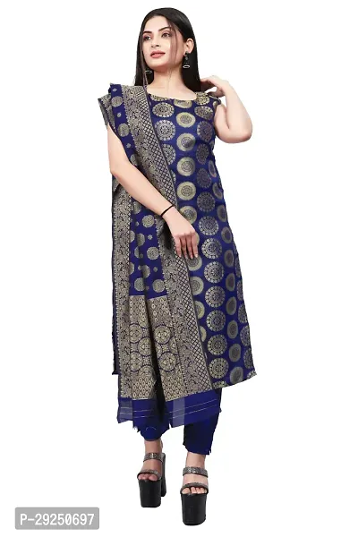 Elegant Banarasi Silk Jacquard Dress Material with Dupatta For Women-thumb0