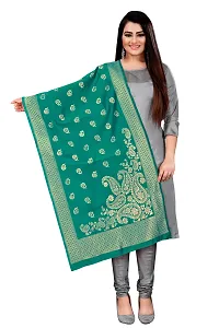 Elegant Teal Banarasi Silk Jacquard Weave Dress Material with Dupatta For Women-thumb2