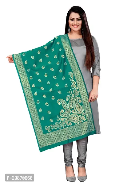 Elegant Teal Banarasi Silk Jacquard Weave Dress Material with Dupatta For Women-thumb3