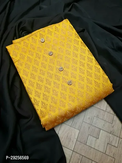 Elegant Yellow Banarasi Silk Jacquard Suit Dress Material without Dupatta For Women